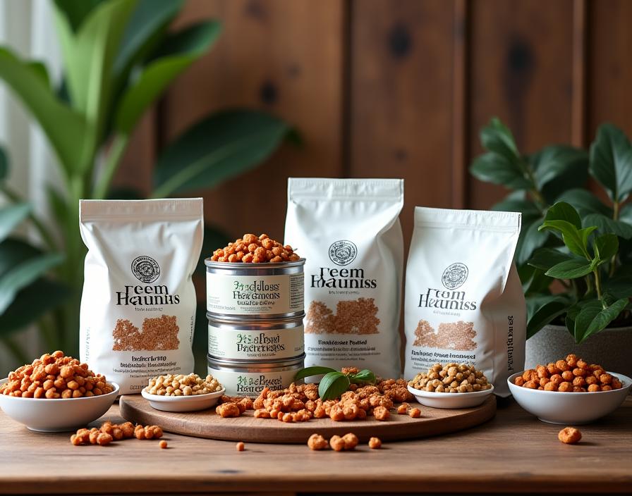 Selezione di cibo premium per animali, sia secco che umido