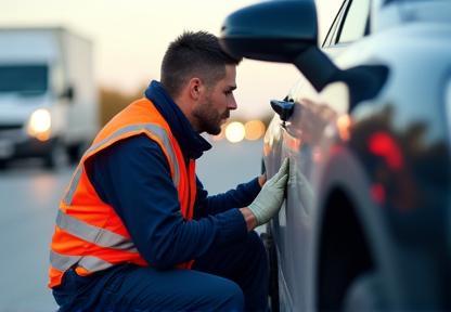 Technician providing roadside repair service
